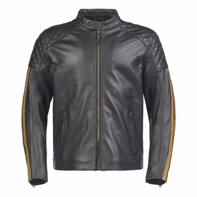 Triumph Braddan Sport Black Gold Leather Motorcycle Jacket