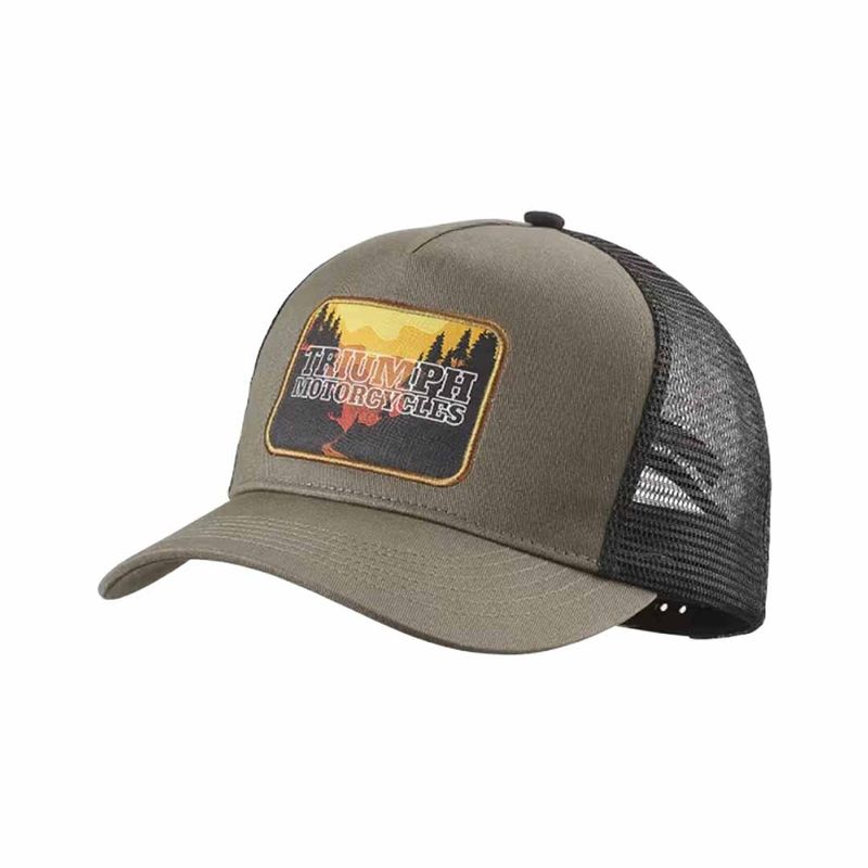 Front Triumph Roadtrip Khaki Trucker Cap - MCAS24305