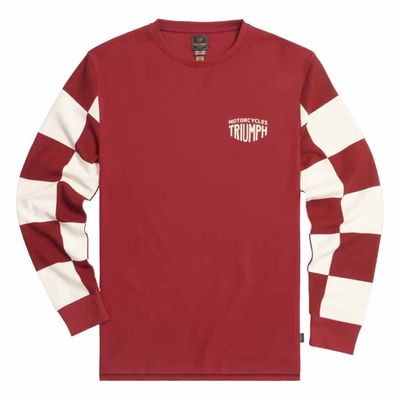 Triumph Harker Checkerboard Red Long Sleeve Tee Shirt - MTLS24133
