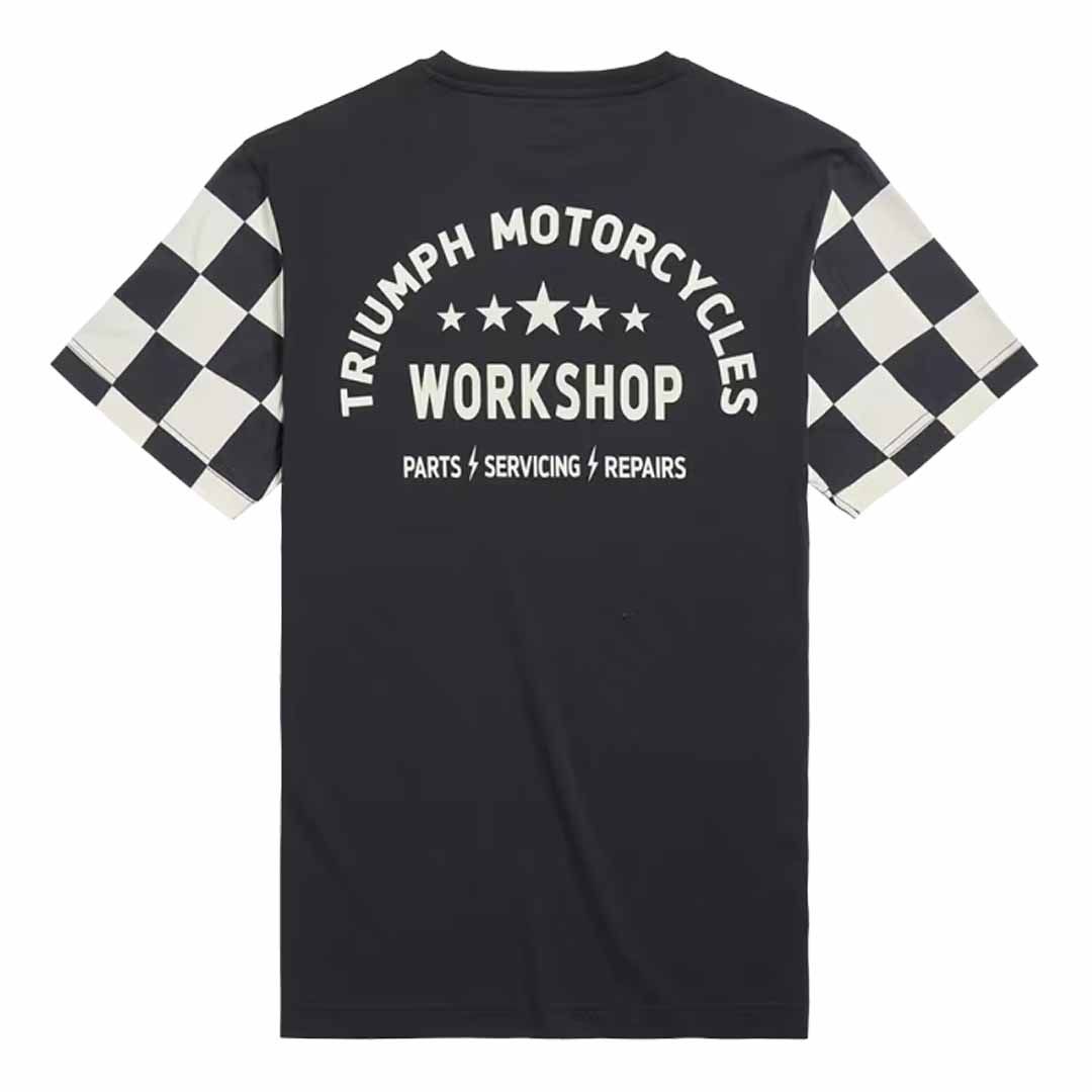 Triumph Preston Checkerboard Sleeve Black Crewneck Tee Shirt