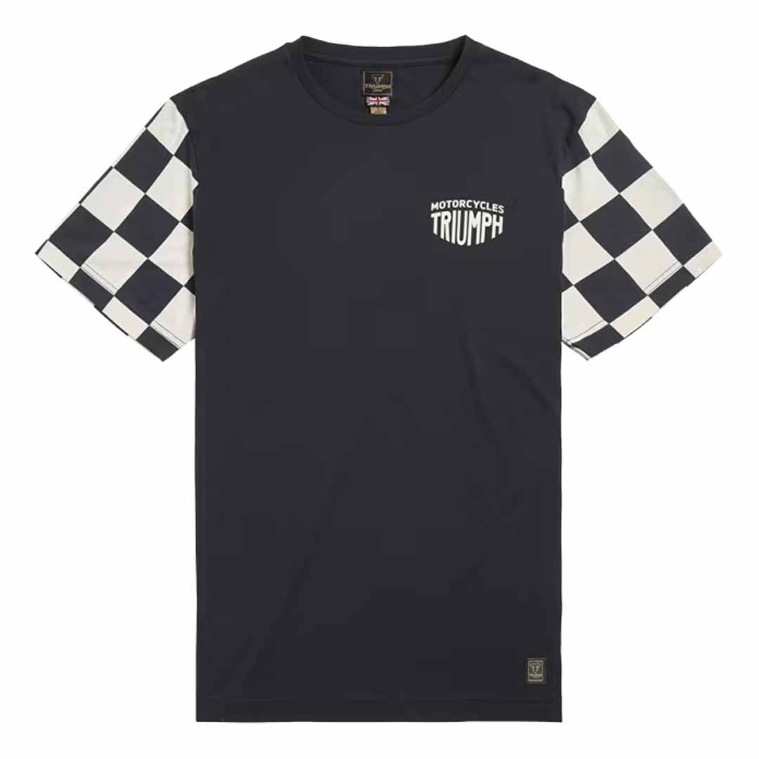 Triumph Preston Checkerboard Sleeve Black Crewneck Tee Shirt - MTSS2318