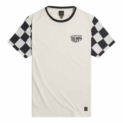 Triumph Preston Checkerboard Sleeve Bone Crewneck Tee Shirt - MTSS24116