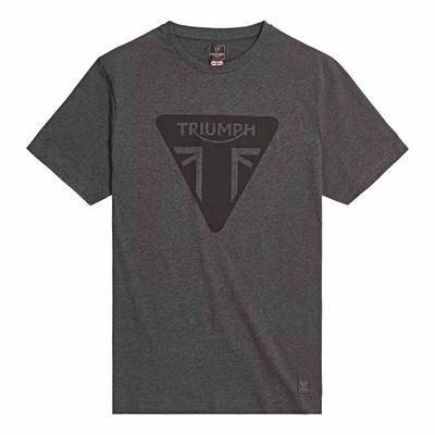 Triumph Helston Classic Badge Black Marl Crewneck Tee Shirt - MTSS24115
