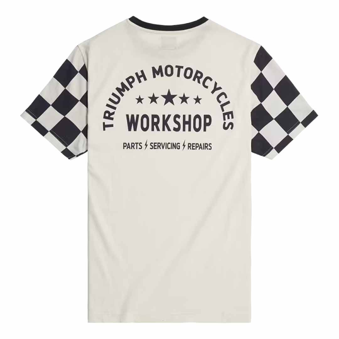 Triumph Preston Checkerboard Sleeve Bone Crewneck Tee Shirt - MTSS24116