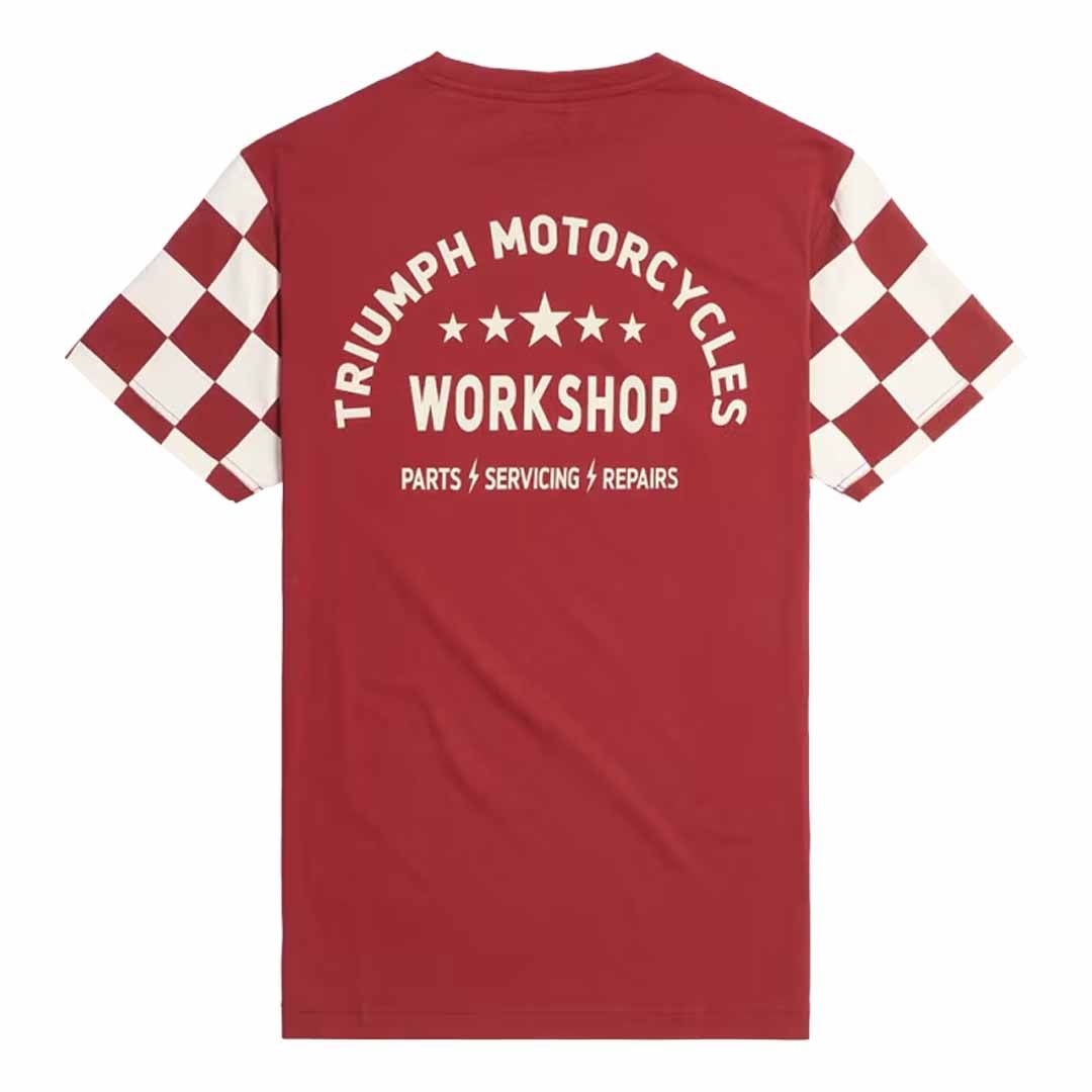Triumph Preston Checkerboard Sleeve Red Crewneck Tee Shirt - MTSS24132
