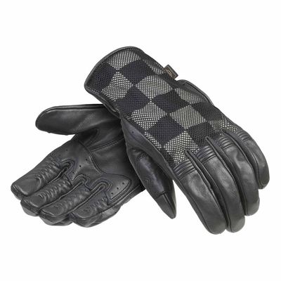Triumph Checkerboard Black Bone Mesh Motorcycle Glove - MGVS25500