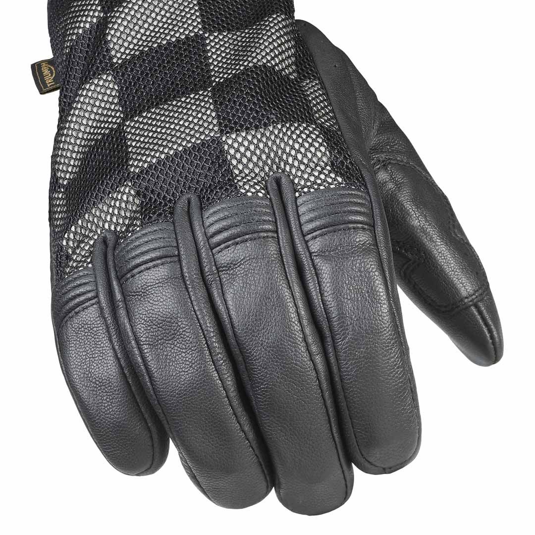 Triumph Checkerboard Black Bone Mesh Motorcycle Glove - MGVS25500