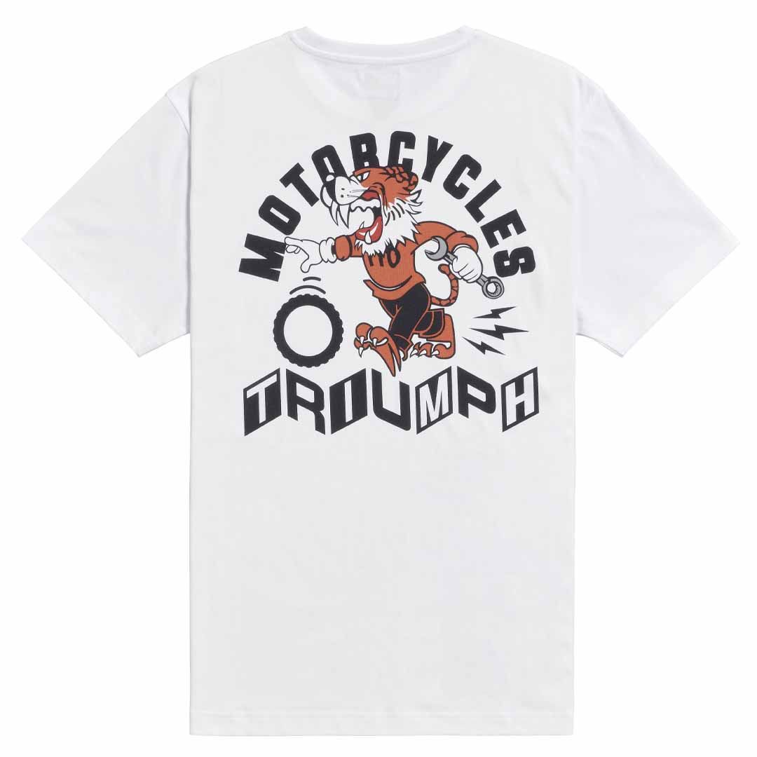 Triumph Customs Pit Stop Tiger White Classic Tee Shirt - MTSS25130