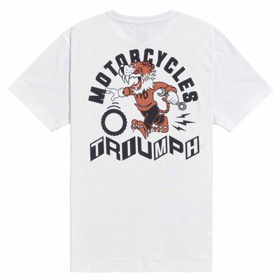 Triumph Customs Pit Stop Tiger White Classic Tee Shirt - MTSS25130