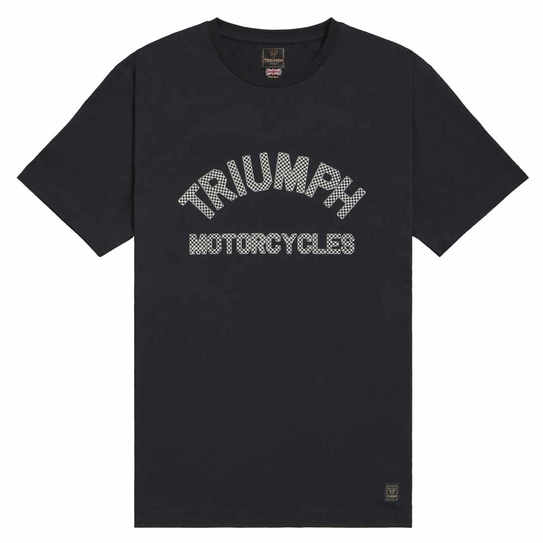 Triumph Burnham Checkerboard Arch Logo Black Crewneck Tee Shirt - MTSS25137
