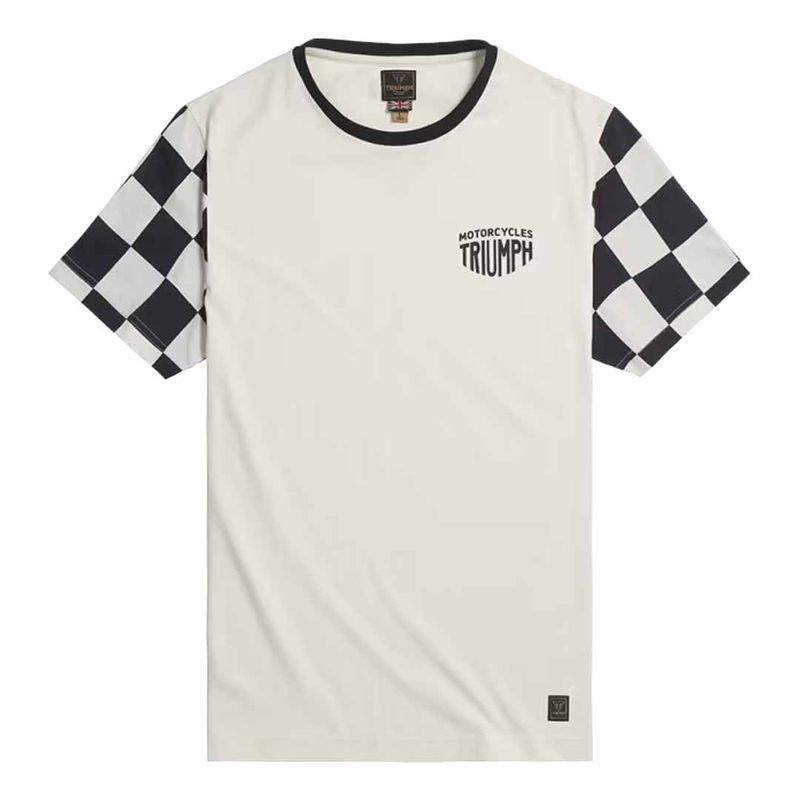 Triumph Preston Checkerboard Sleeve Bone Crewneck Tee Shirt
