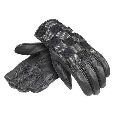 Triumph Checkerboard Black Bone Mesh Motorcycle Glove - MGVS25500