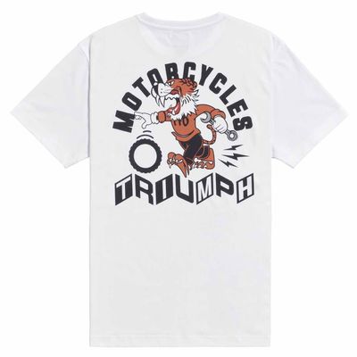 Triumph Customs Pit Stop Tiger White Classic Tee Shirt - MTSS25130