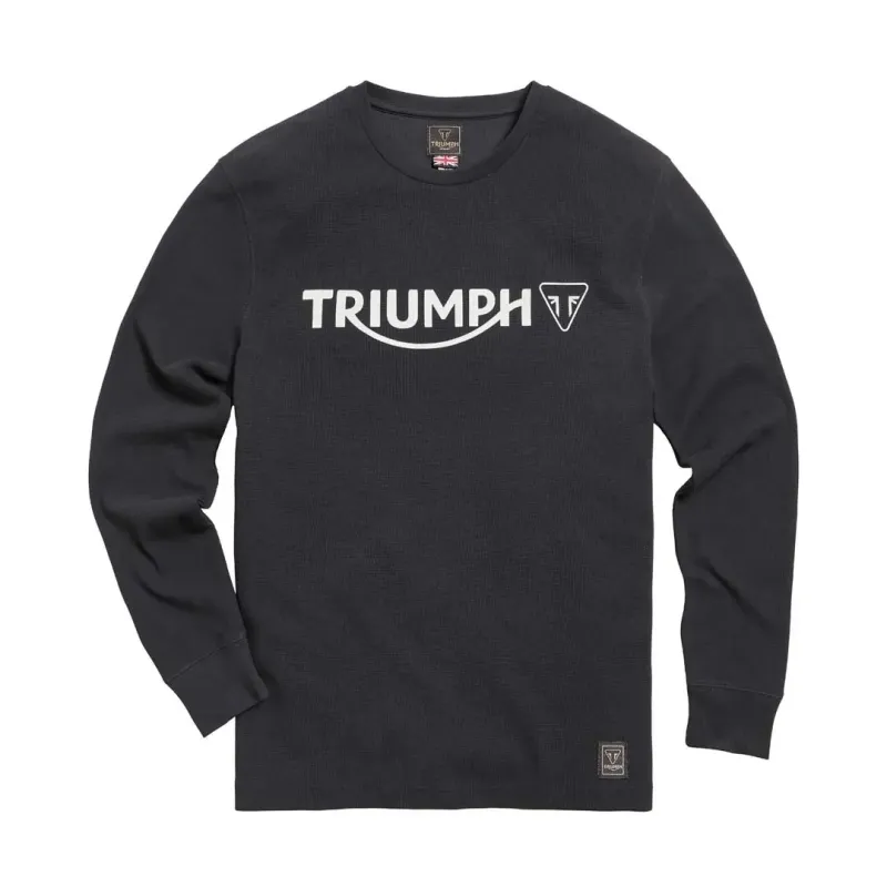 Triumph Bettmann Long Sleeve Black Waffle Tee - MTLS21010