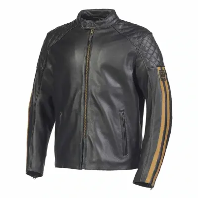Triumph Braddan Sport Black Gold Leather Motorcycle Jacket
