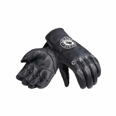 Triumph Ace Black Leather Motorcycle Glove - MGVS23808