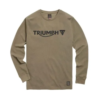 Triumph Bettmann Long Sleeve Khaki Waffle Tee - MTLS21011 Triumph Bettmann Long Sleeve Khaki Waffle Tee - MTLS21011