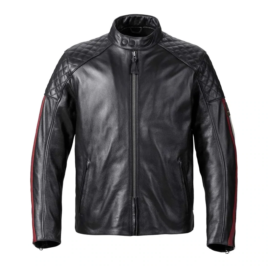 Triumph Braddan Sport Black Red Leather Motorcycle Jacket - MLHS21101