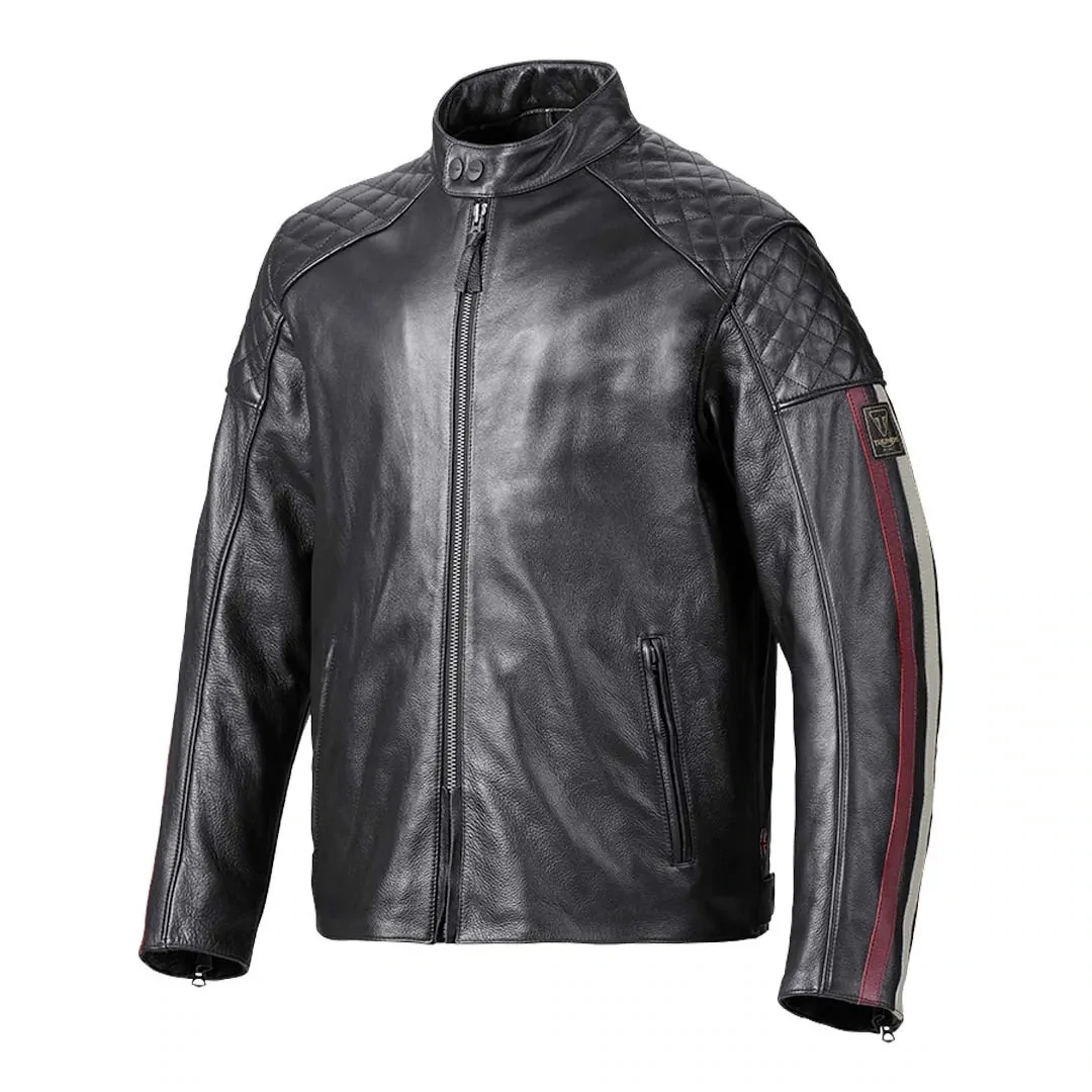 Triumph Braddan Sport Black Red Leather Motorcycle Jacket - MLHS21101