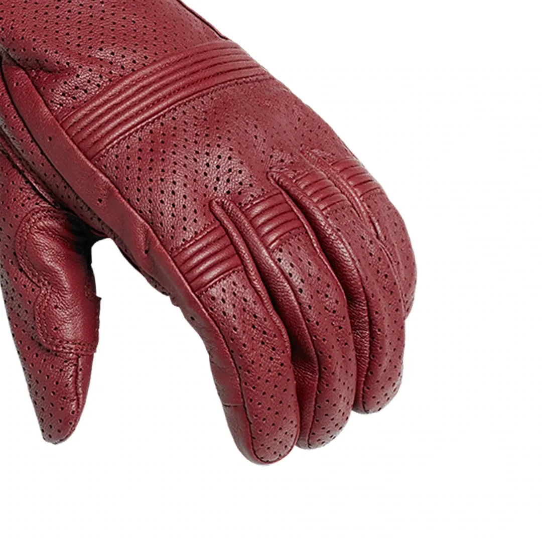 Triumph Cali Perforated Burgundy Leather Motorcycle Gloves