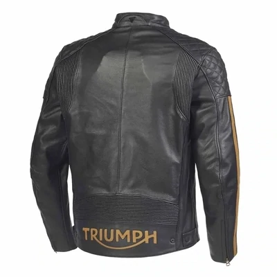 Triumph Braddan Sport Black Gold Leather Motorcycle Jacket