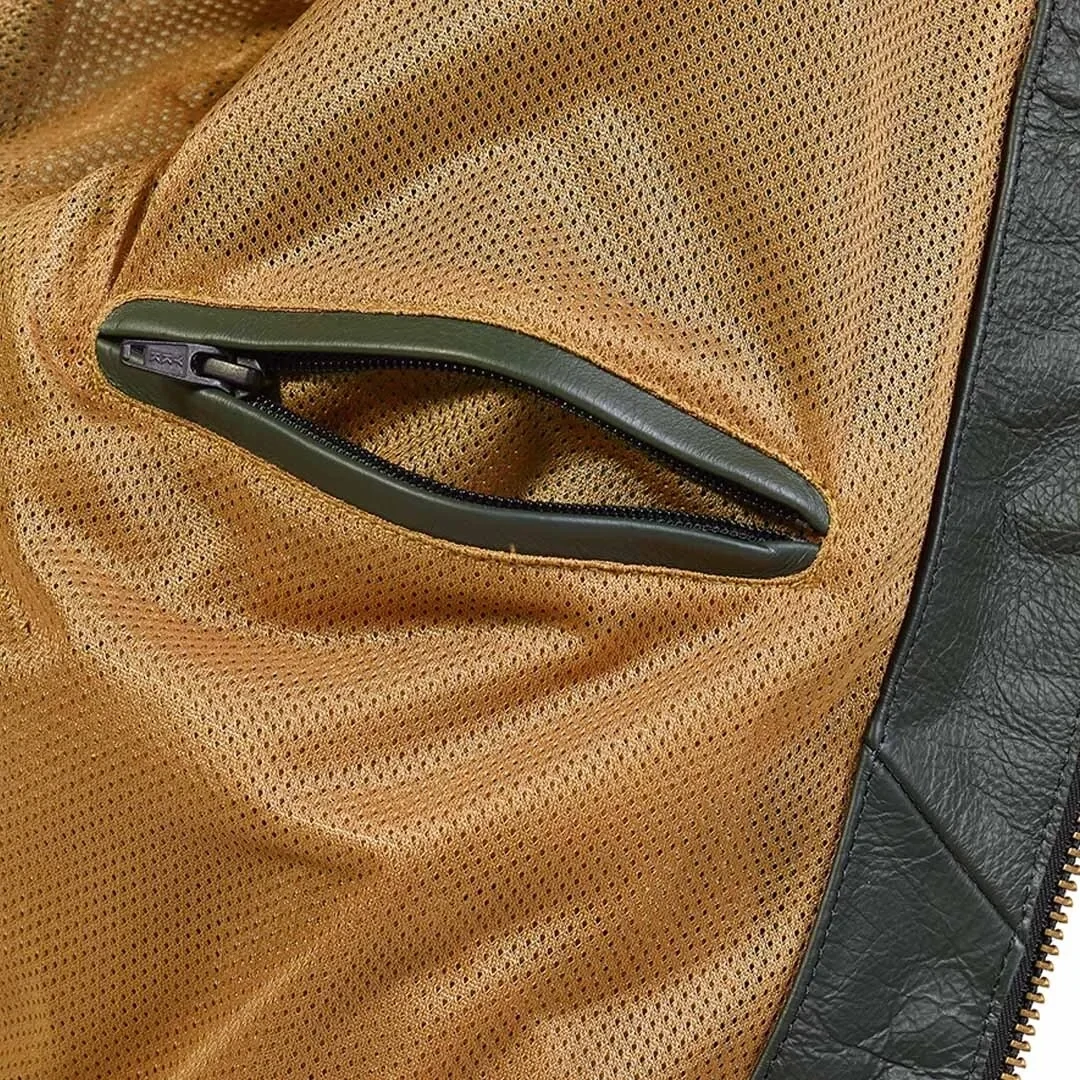 Triumph Braddan Air Race Green Leather Motorcycle Jacket - MLES2337