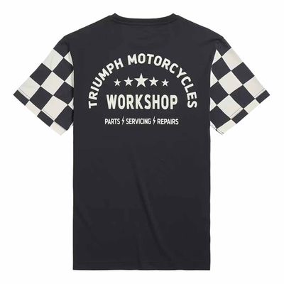 Triumph Preston Checkerboard Sleeve Black Crewneck Tee Shirt - MTSS2318