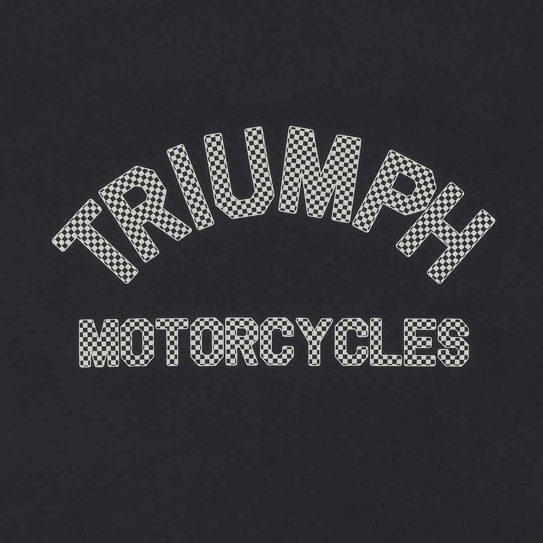 Triumph Burnham Checkerboard Arch Logo Black Crewneck Tee Shirt - MTSS25137