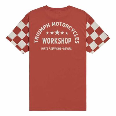 Triumph Preston Checkerboard Sleeve Rust Crewneck Tee Shirt - MTSS26229
