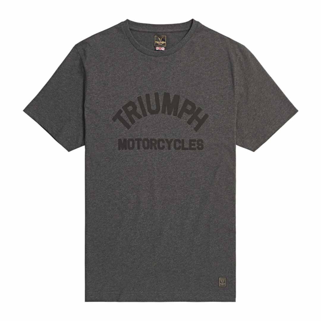 Triumph Burnham Black Marl Arch Logo Black Crewneck Tee Shirt - MTSS24106 Triumph Burnham Black Marl Arch Logo Black Crewneck Tee Shirt - MTSS24106