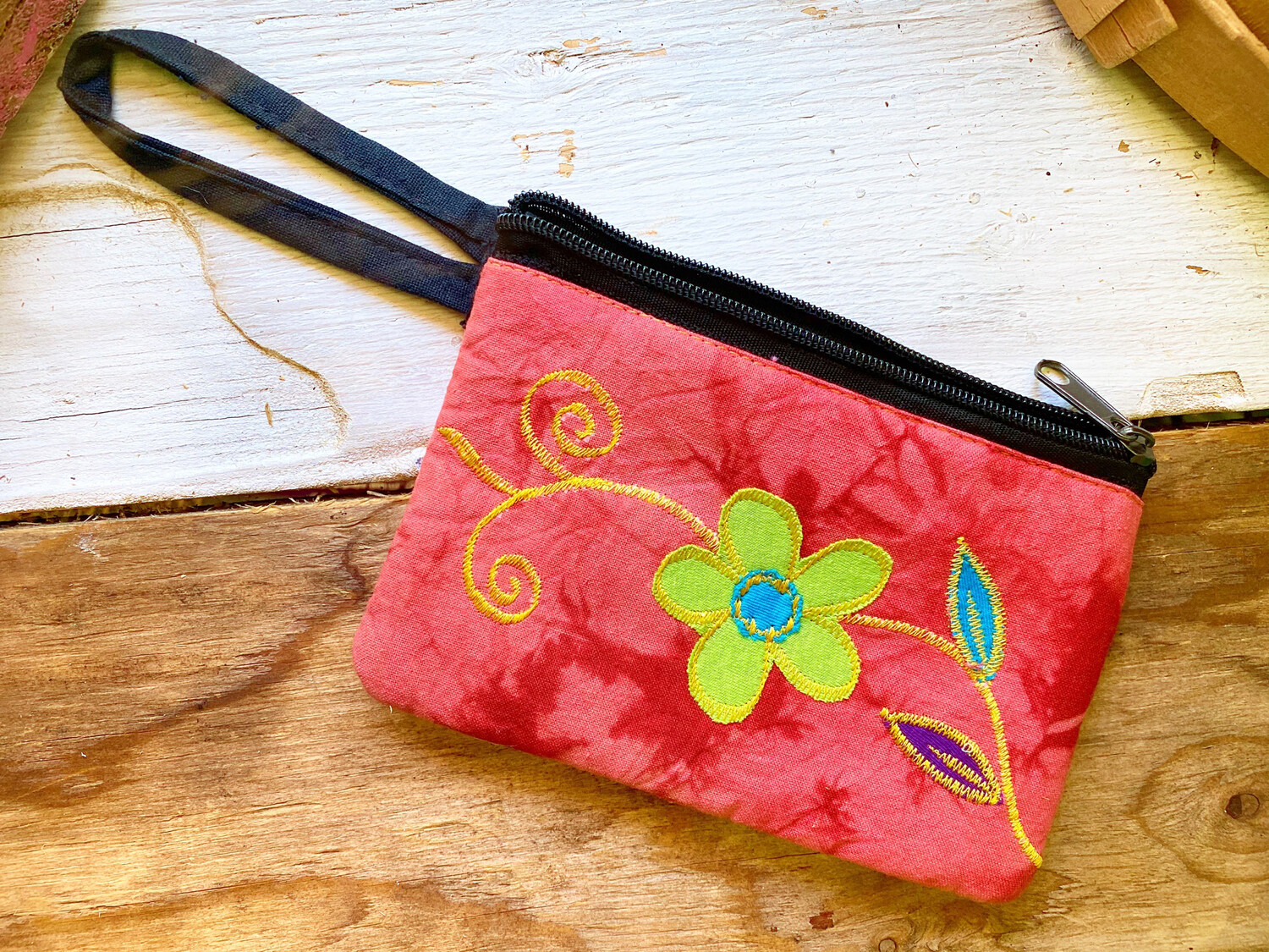 Flower Embroidered Clutch