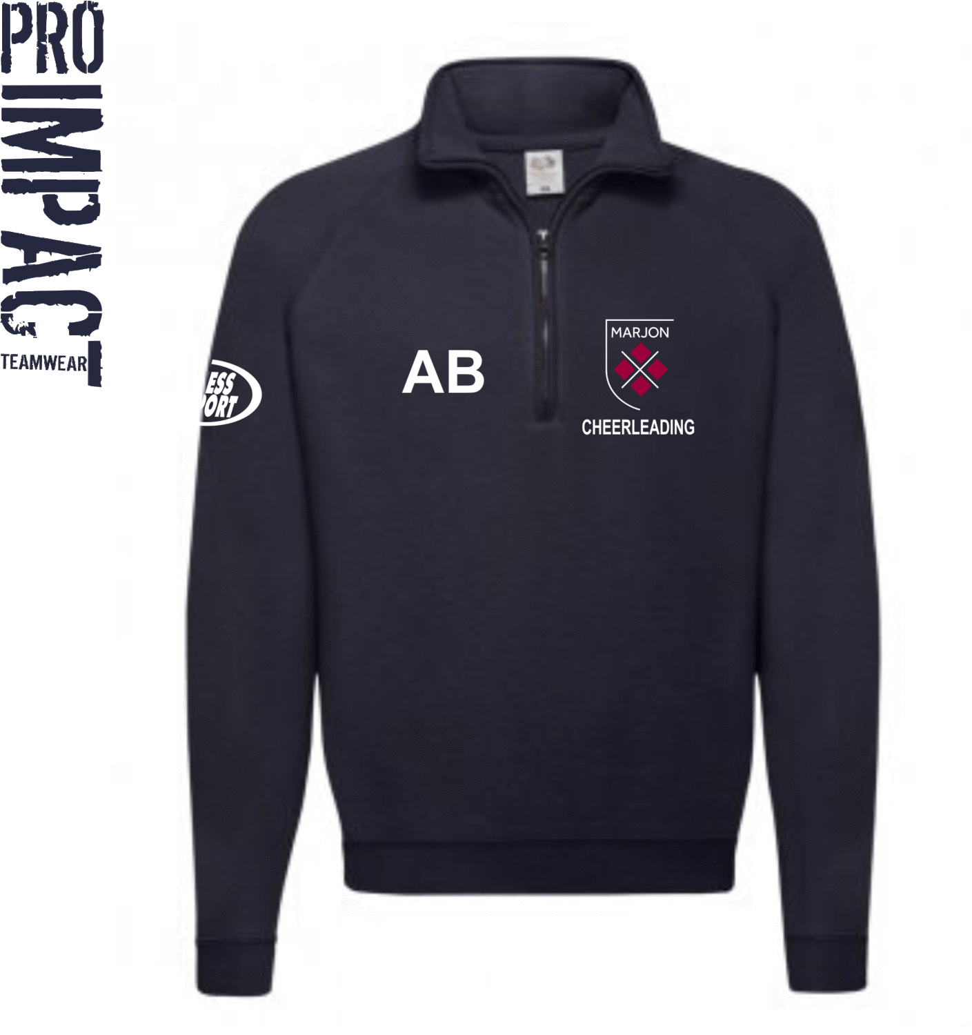 Marjon Cheerleading Quarter Zip Sweatshirt Navy