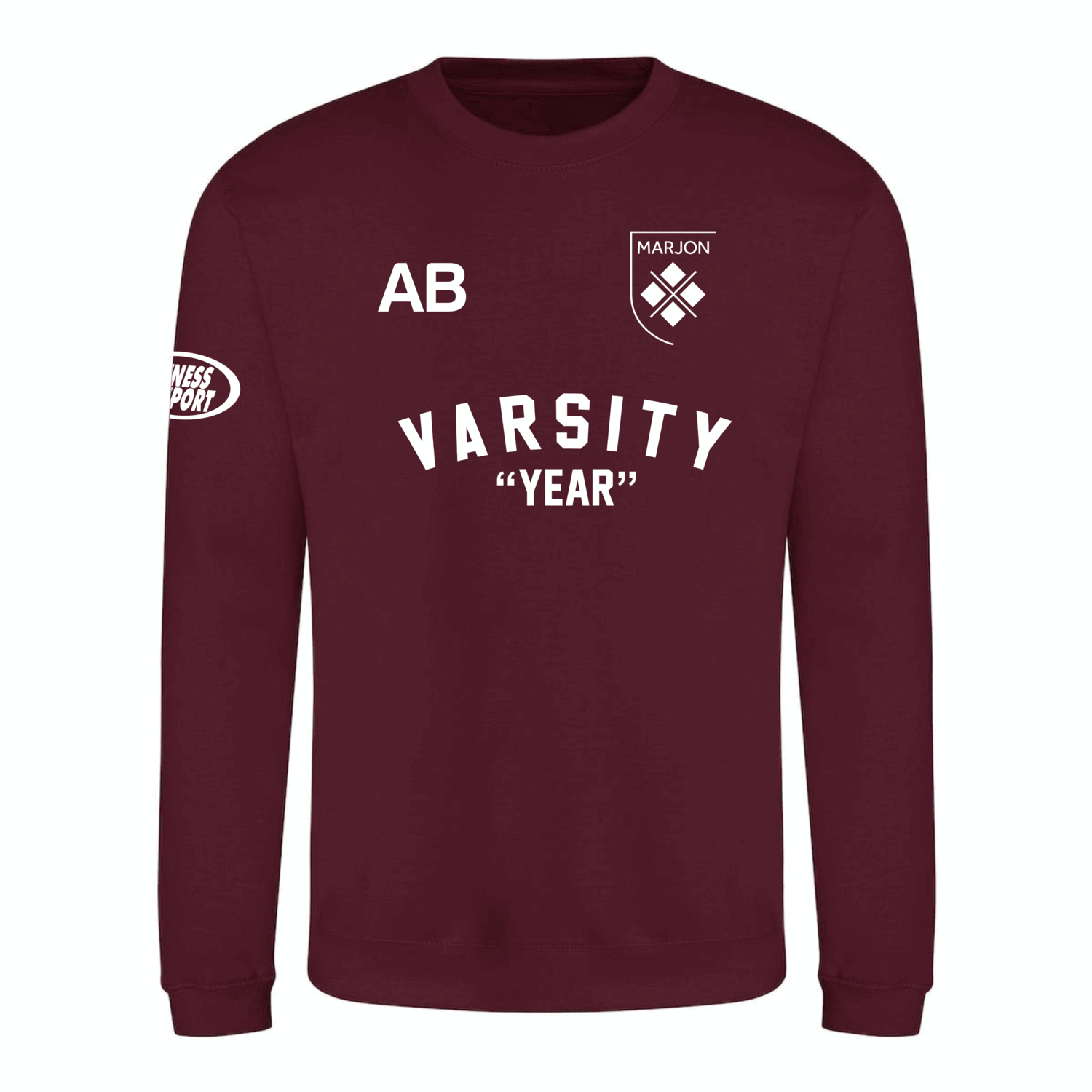 Marjon Varsity Burgundy Sweatshirt