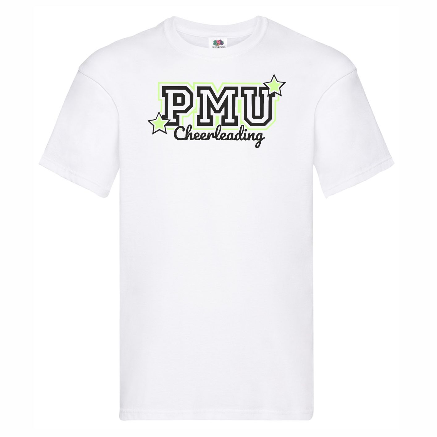 PMU Cheerleading White T-Shirt Glitter Print