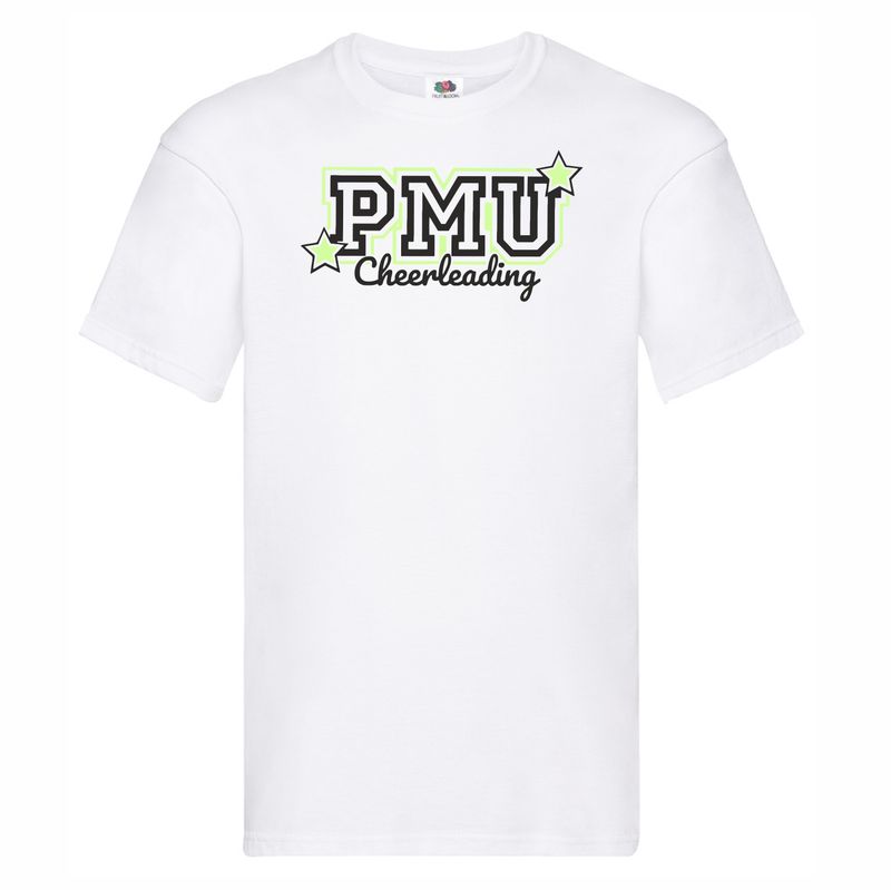 PMU Cheerleading White T-Shirt Glitter Print