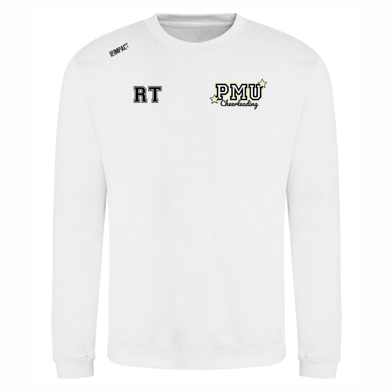 PMU Cheerleading White Sweatshirt (Glitter Back Print)