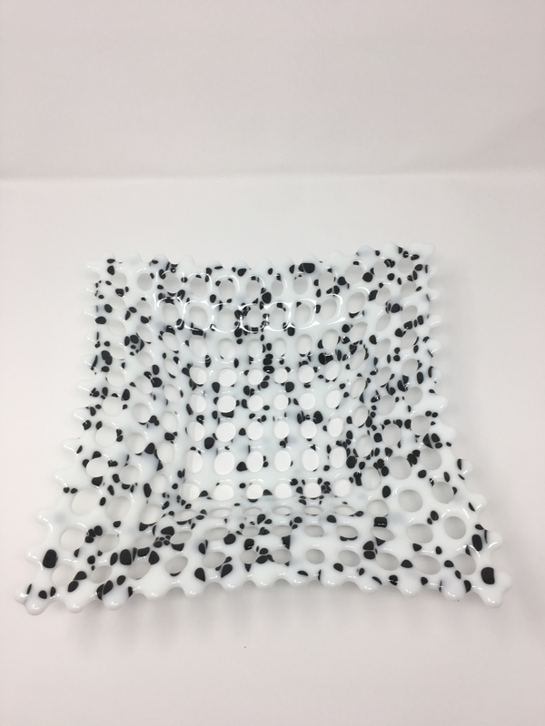 White Basket with Black Frit
