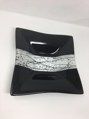 12 x 12 x 2" Black Bowl with Stringers
