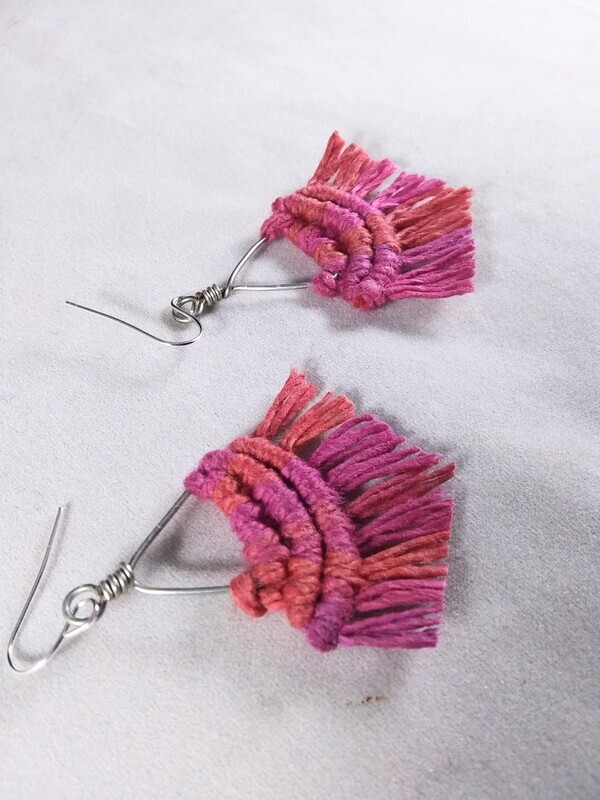Rose/Peach Macrame Earrings