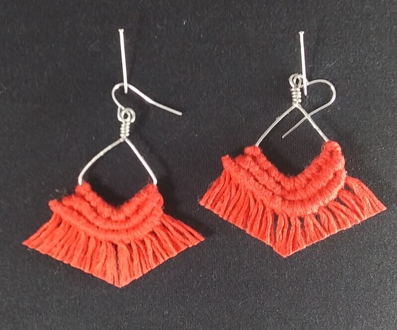 Burnt Orange Macrame Earrings