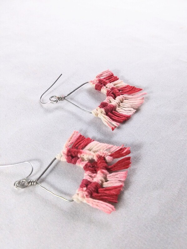 Red/White Macrame Earrings