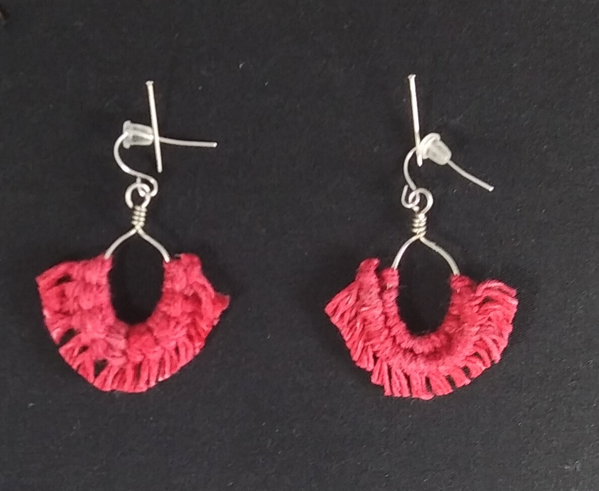 Red Macrame Earrings