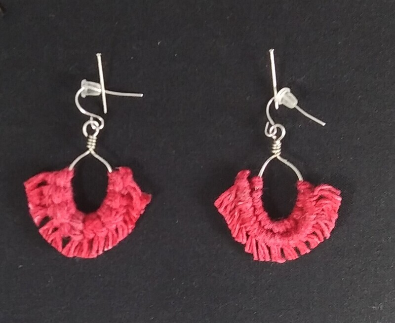 Red Macrame Earrings