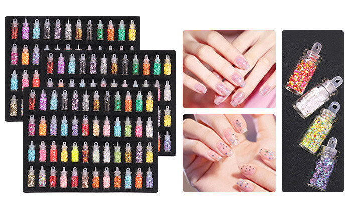 3D Nail Art Decoration Mini Bottles - 48 Glass Bottles for Nail Supplies and Slime Supplies Kit DIY Design