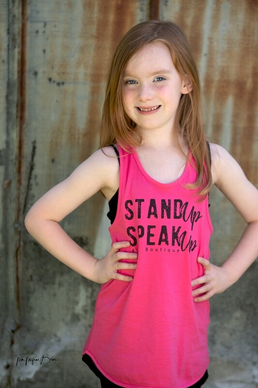 Stand Up Speak Up Kids Pink Racerback Tank Top