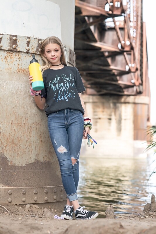 Kids Save Our Marine Life- Heather Black Unisex T-shirt
