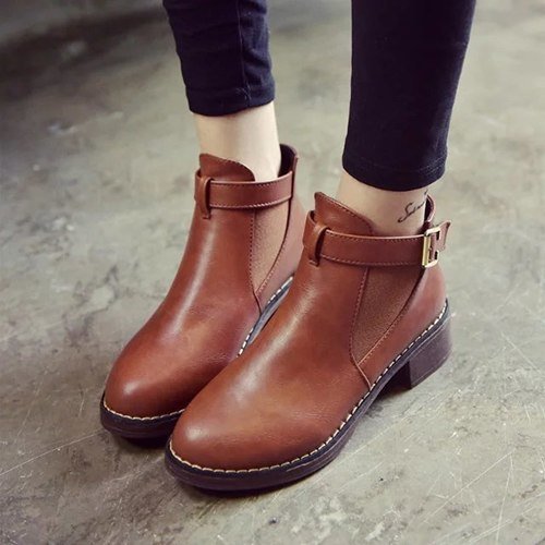 Véritable En Cuir Femmes Cheville Martin Bottes D&#39;hiver