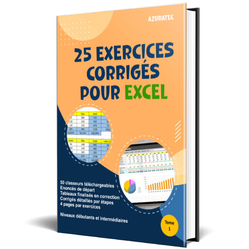 25 exercices Excel avec corrigés - Tome 1 – Niveau débutants & Intermédiaires. (version éducative)
