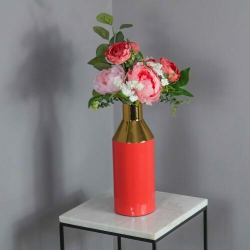 Gold and Coral Tall vase