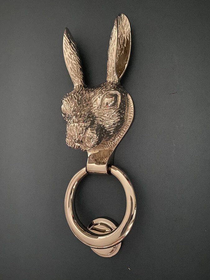 Brass Hare door knocker in Nickel Finish